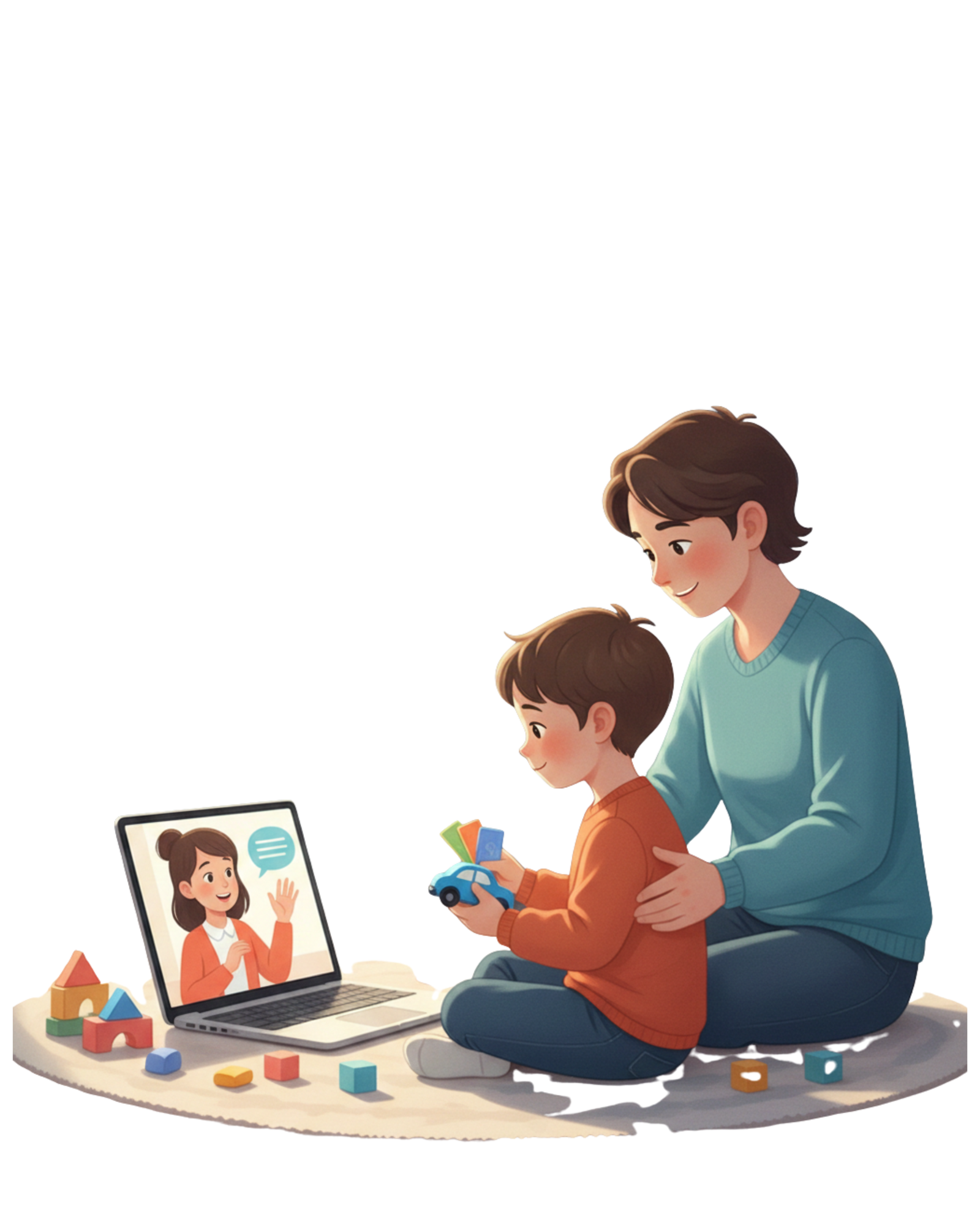 Parent supporting a child during an online speech therapy session with the best speech therapist in Kottayam Kerala